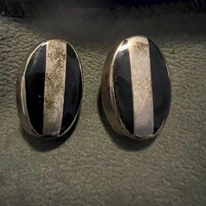 925 silver/onyx vintage earrings